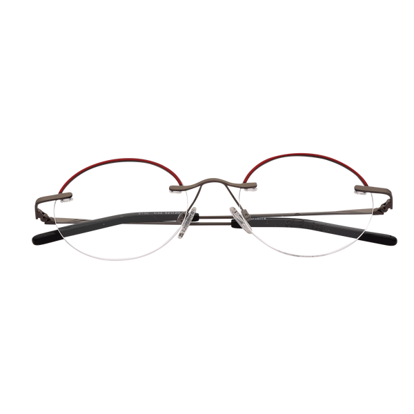 Red Half Rim Round Eyeglasses 21007 32