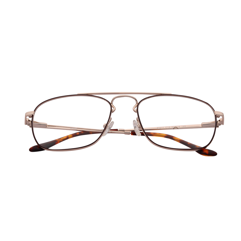 Brown Gold Full Rim Aviator Eyeglasses 21011 14