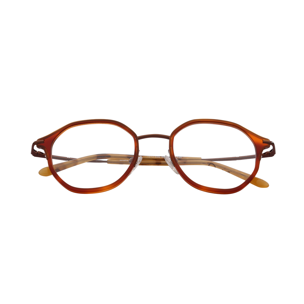 Brown Half Rim Round Eyeglasses 1974 C9